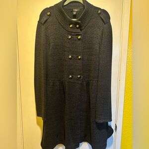 Double-Breasted Gray sweater Coat with Buttons, 3X